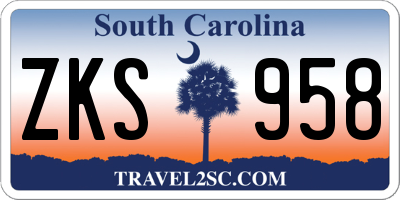 SC license plate ZKS958