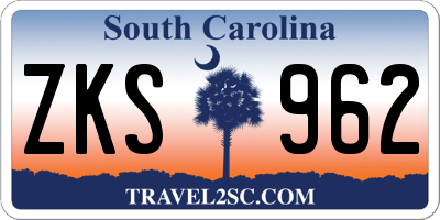 SC license plate ZKS962
