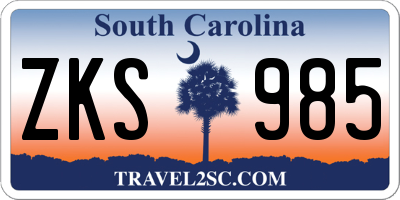 SC license plate ZKS985