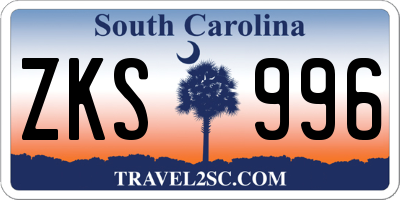 SC license plate ZKS996