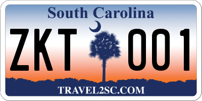 SC license plate ZKT001