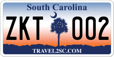SC license plate ZKT002