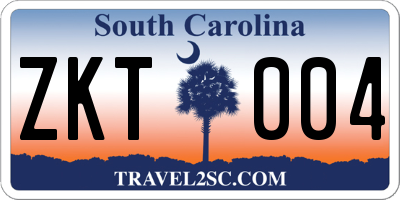 SC license plate ZKT004