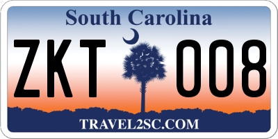 SC license plate ZKT008