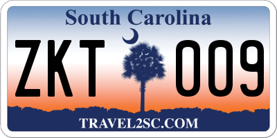 SC license plate ZKT009