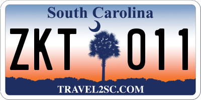 SC license plate ZKT011