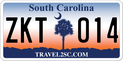 SC license plate ZKT014