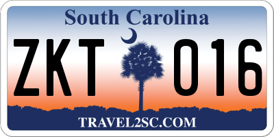 SC license plate ZKT016