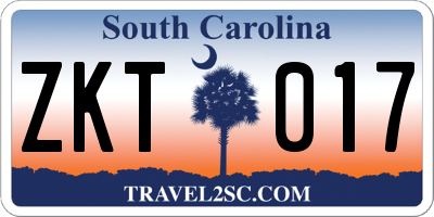 SC license plate ZKT017