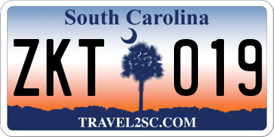 SC license plate ZKT019