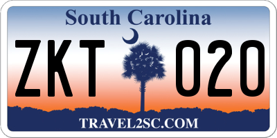 SC license plate ZKT020