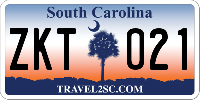 SC license plate ZKT021
