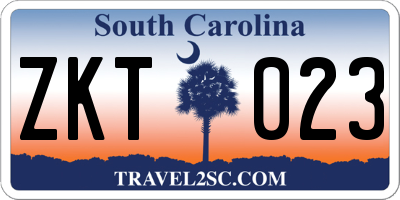 SC license plate ZKT023