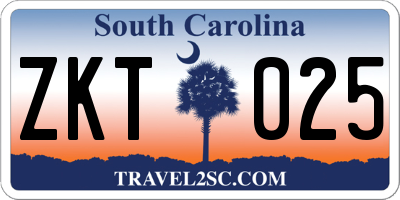 SC license plate ZKT025