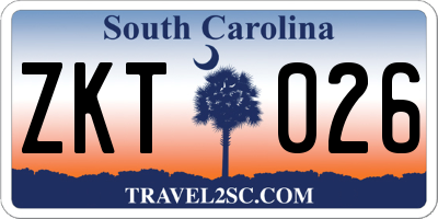 SC license plate ZKT026