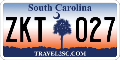 SC license plate ZKT027