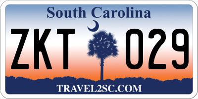 SC license plate ZKT029