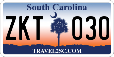 SC license plate ZKT030
