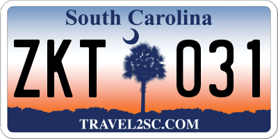 SC license plate ZKT031