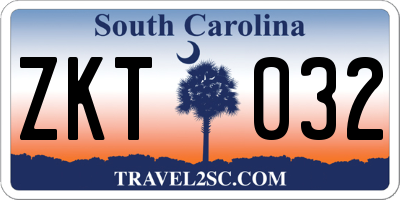 SC license plate ZKT032
