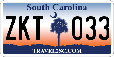SC license plate ZKT033