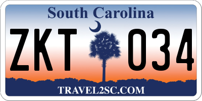 SC license plate ZKT034
