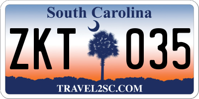 SC license plate ZKT035