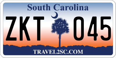 SC license plate ZKT045