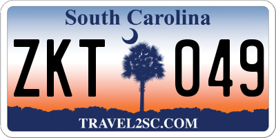 SC license plate ZKT049
