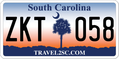 SC license plate ZKT058