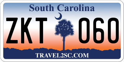 SC license plate ZKT060