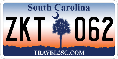 SC license plate ZKT062