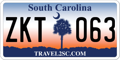 SC license plate ZKT063