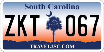 SC license plate ZKT067
