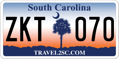 SC license plate ZKT070