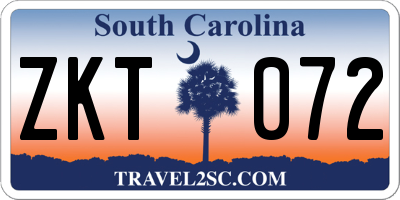 SC license plate ZKT072
