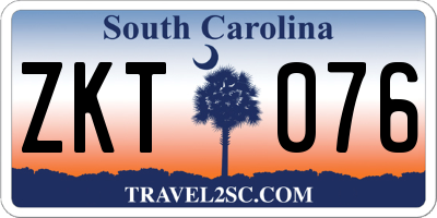 SC license plate ZKT076