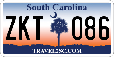 SC license plate ZKT086