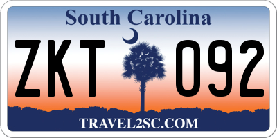 SC license plate ZKT092