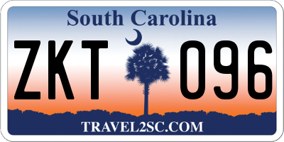 SC license plate ZKT096