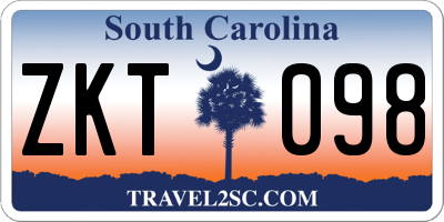 SC license plate ZKT098