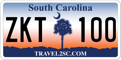 SC license plate ZKT100
