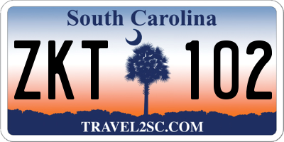 SC license plate ZKT102
