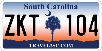 SC license plate ZKT104