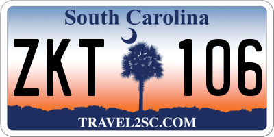 SC license plate ZKT106