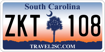 SC license plate ZKT108