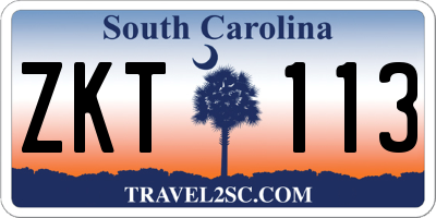 SC license plate ZKT113
