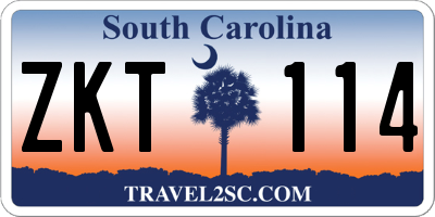 SC license plate ZKT114