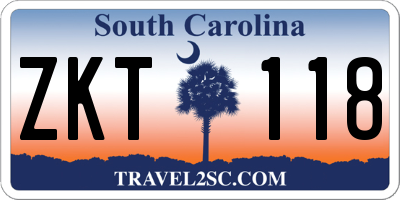 SC license plate ZKT118