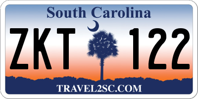 SC license plate ZKT122